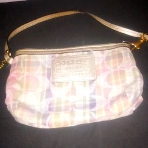 White plaid coach wristlet